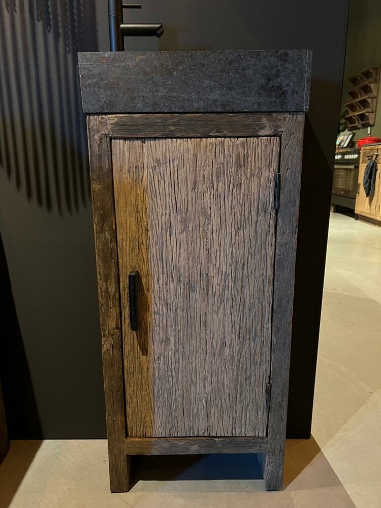 Toilet meubel oud hout inclusief granieten spoelbak 