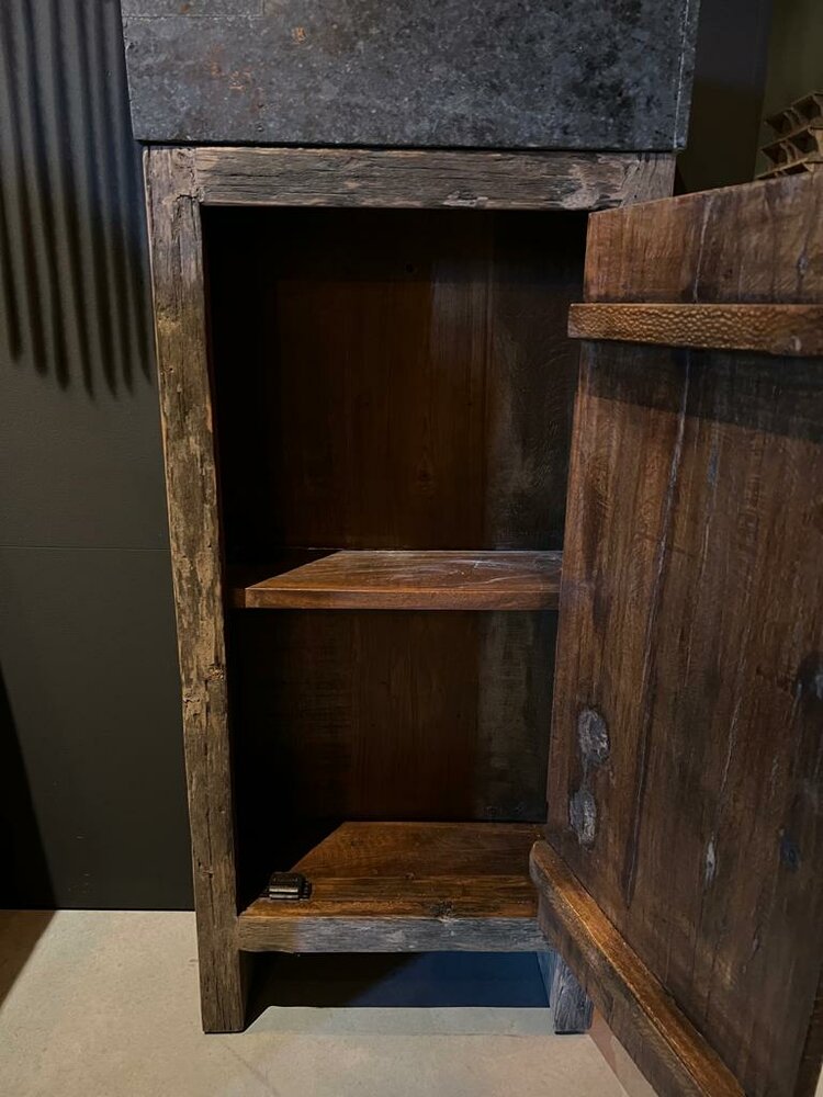 Toilet meubel oud hout inclusief granieten spoelbak 