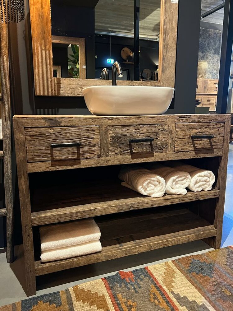 Badkamer meubel oud hout met lades (afhalen)