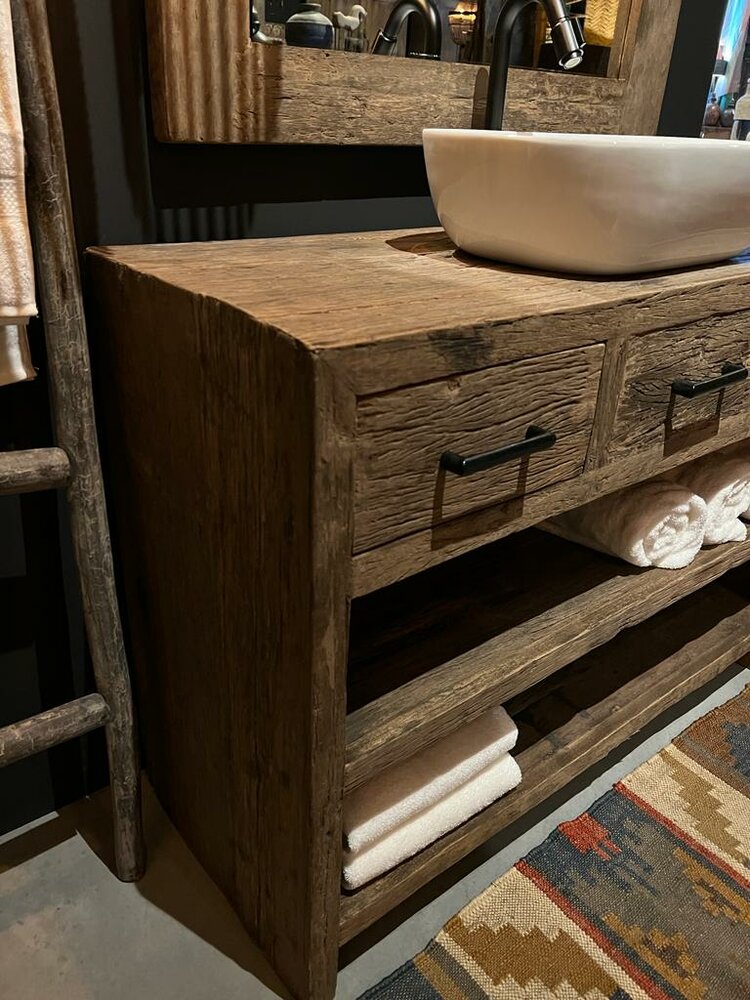 Badkamer meubel oud hout met lades (afhalen)