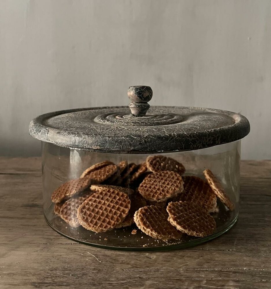 Koektrommel classic, koektrommel grey deksel, glazen koektrommel 