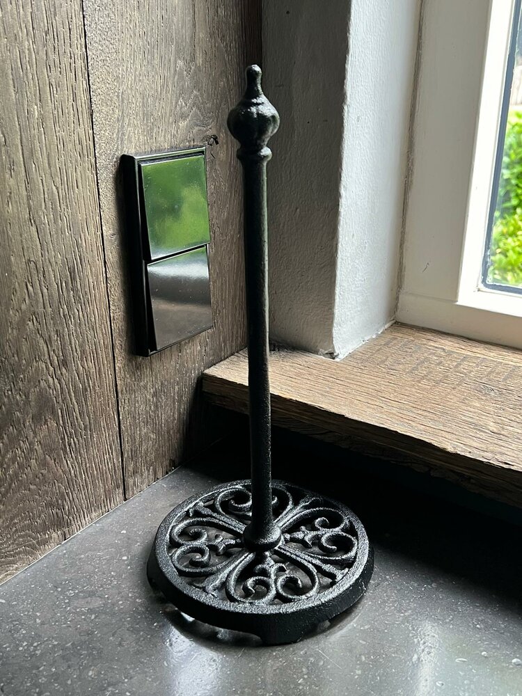 Keukenrolhouder gietijzer zwart