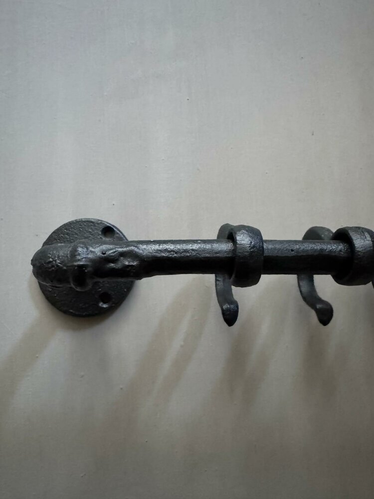 Handdoekrek gietijzer 6 haken zwart