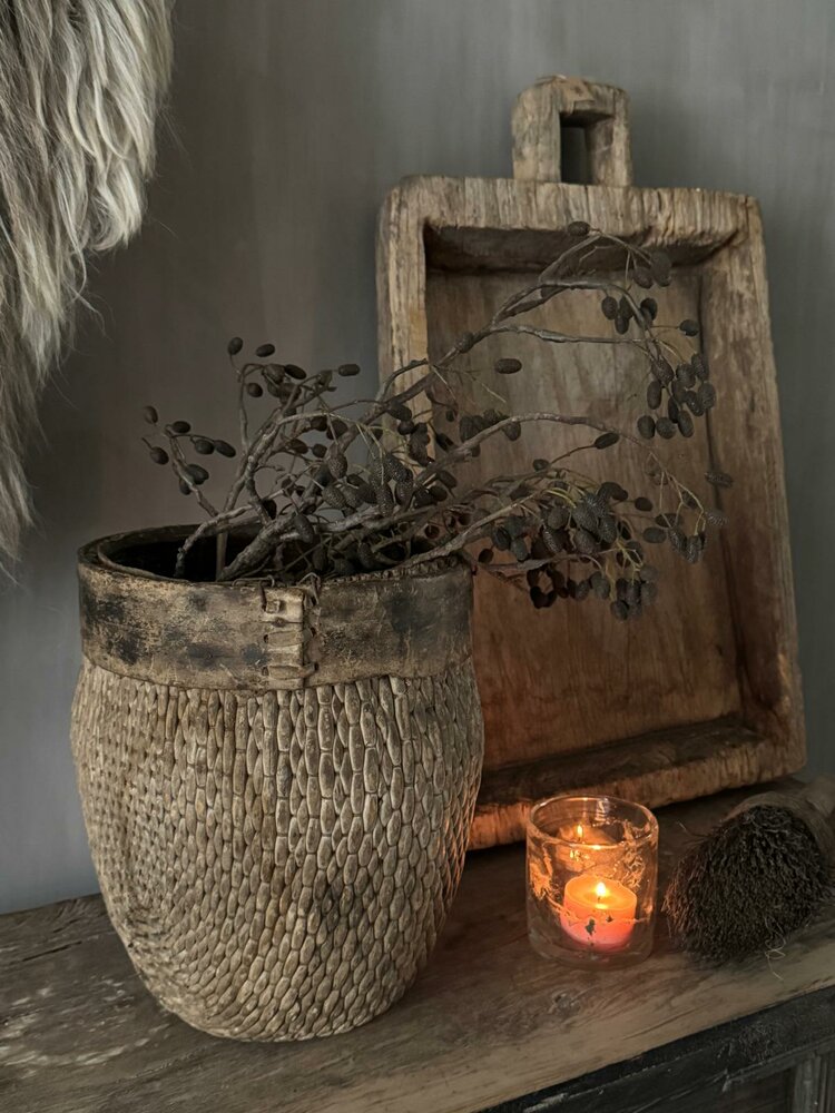 Authentieke Chinese mand met houten rand B