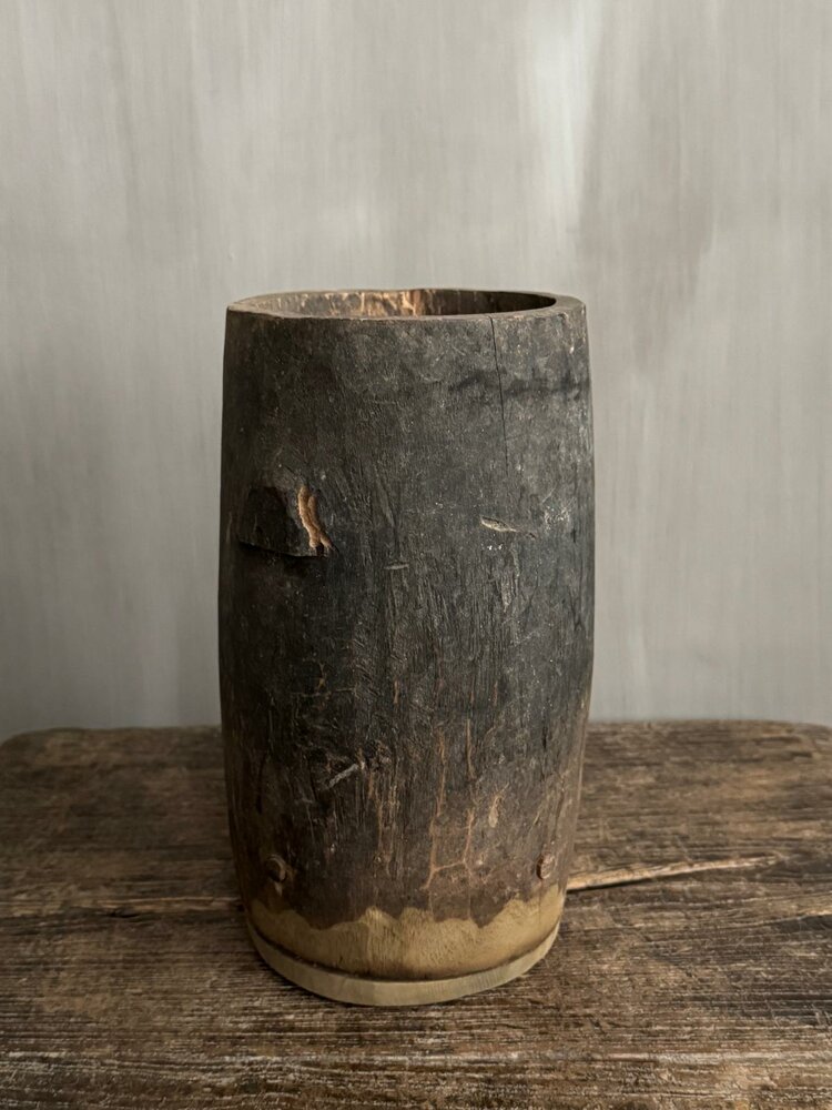 Houten pot Antiek Luksa