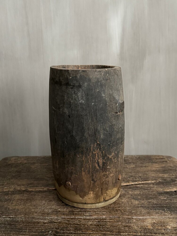 Houten pot Antiek Luksa