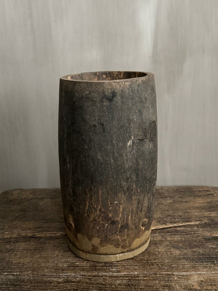 Houten pot Antiek Luksa