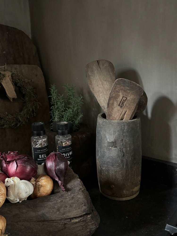 Houten pot Antiek Luksa