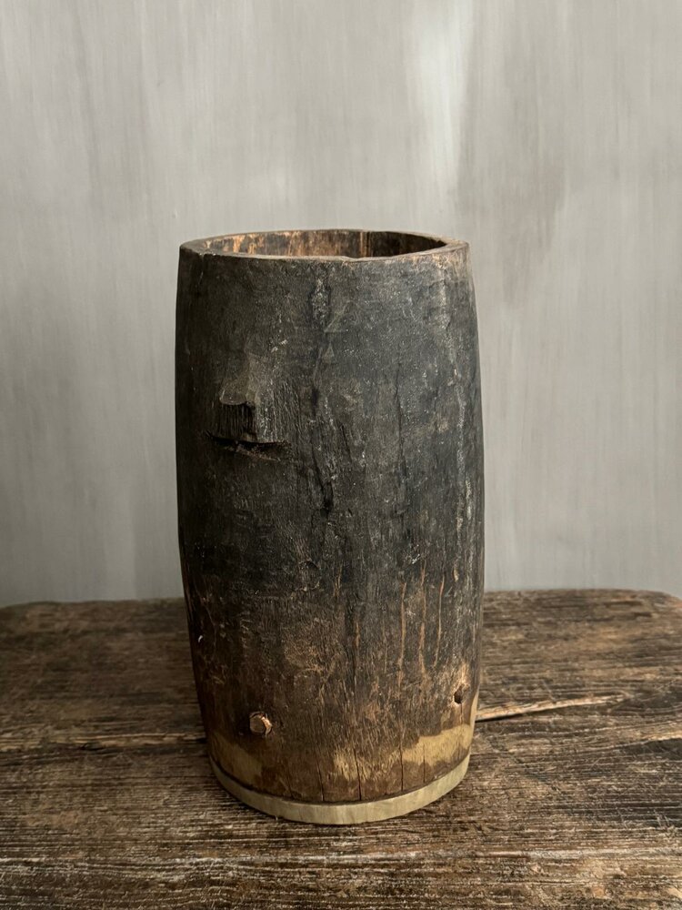 Houten pot Antiek Luksa