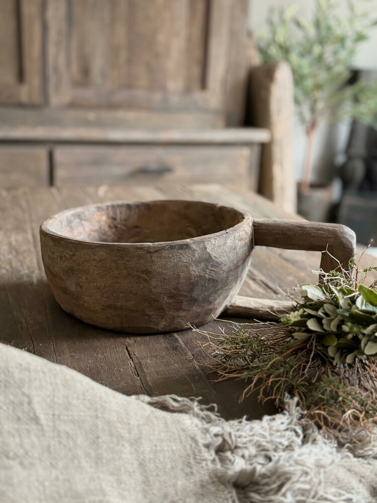 Houten kom met handvat Hoffz