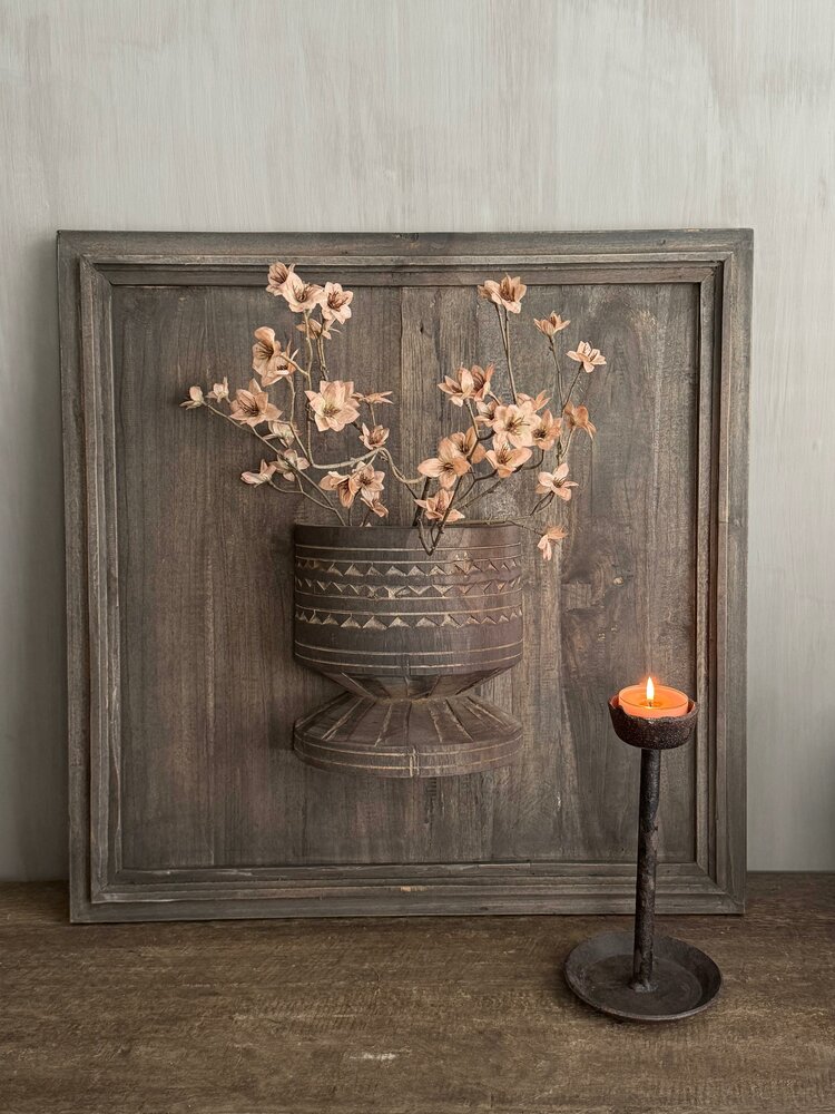 Houten wandpaneel met houten pot Luksa 