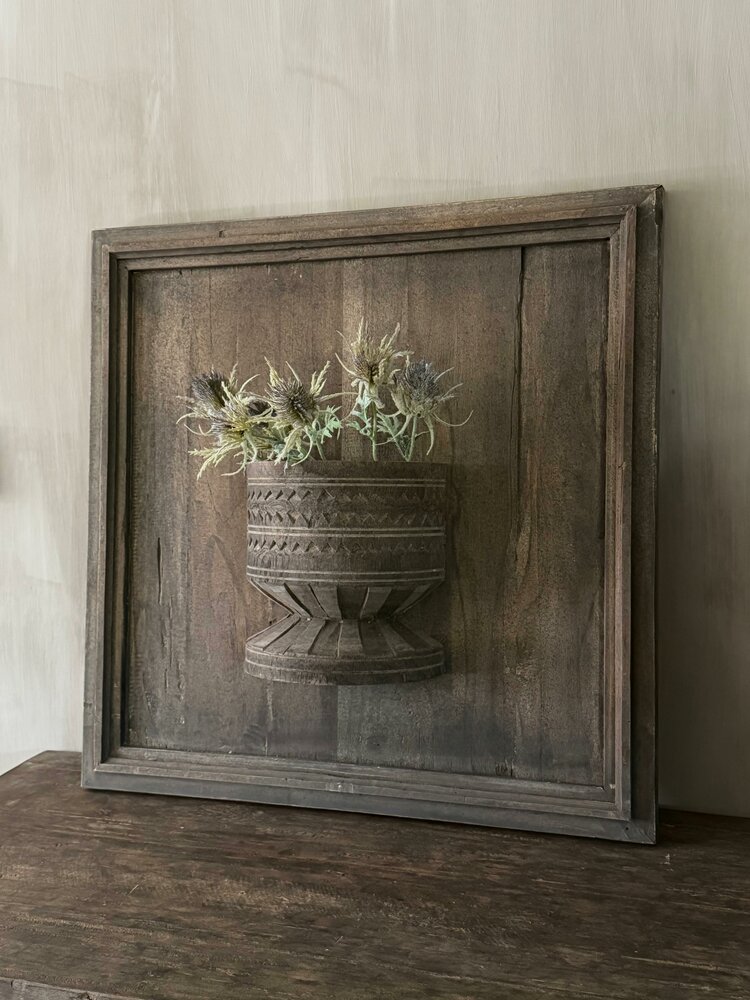 Houten wandpaneel met houten pot Luksa (afhalen)