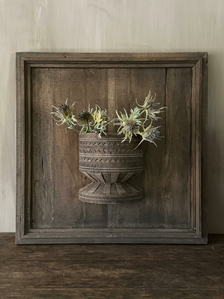 Houten wandpaneel met houten pot Luksa (afhalen)
