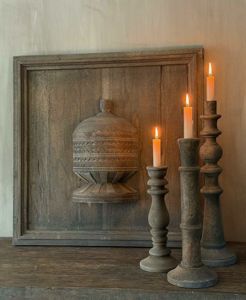 Houten wandpaneel met houten pot Luksa (afhalen)