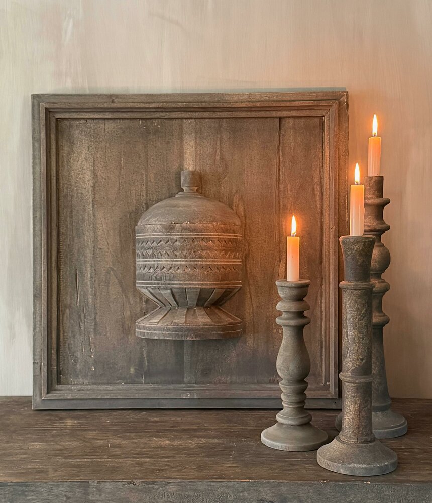 Houten wandpaneel met houten pot Luksa (afhalen)