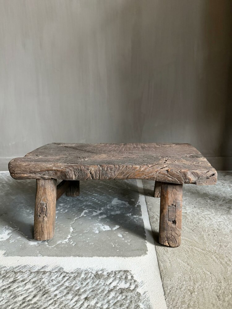 Oud houten vensterbank krukje| Chinees mini krukje