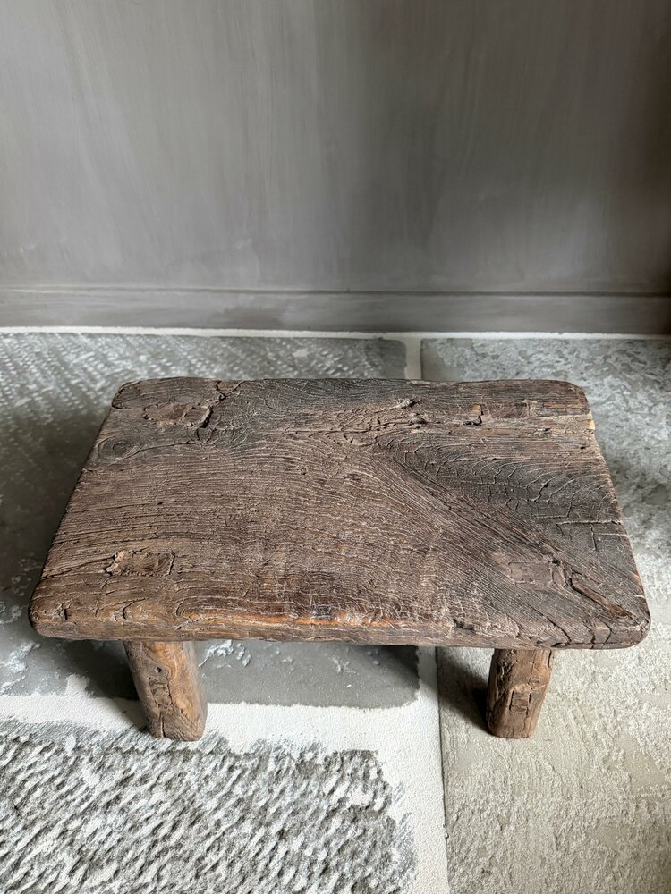 Oud houten vensterbank krukje| Chinees mini krukje