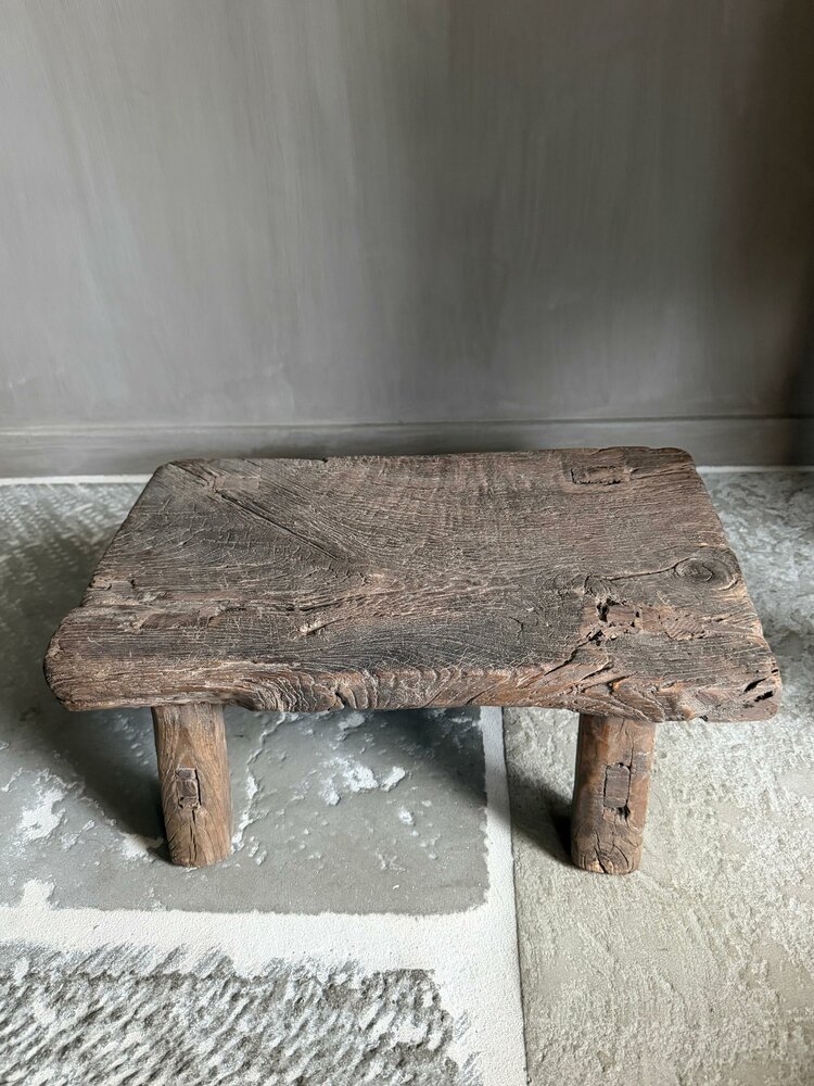 Oud houten vensterbank krukje| Chinees mini krukje