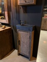 Toilet meubel oud hout inclusief granieten spoelbak 