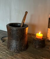 Houten vijzel met stamper donker