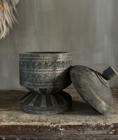 Houten pot met snijwerk Lintang large