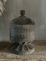 Houten pot met snijwerk Lintang large