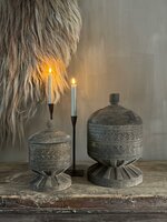 Houten pot met snijwerk Lintang large