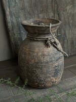 Oude houten kruik met deksel Z20