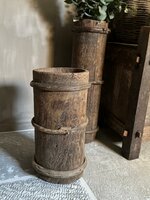 Hoge houten vijzel| hoge houten pot H Luksa