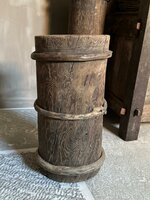Hoge houten vijzel| hoge houten pot H Luksa
