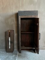 Toilet meubel oud hout inclusief granieten spoelbak 