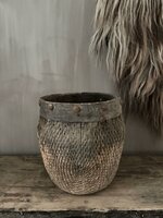 Authentieke Chinese mand met houten rand A