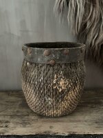 Authentieke Chinese mand met houten rand A