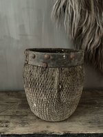 Authentieke Chinese mand met houten rand A