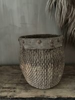 Authentieke Chinese mand met houten rand A