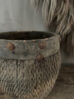 Authentieke Chinese mand met houten rand A