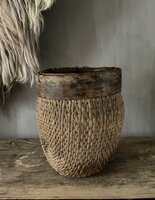 Authentieke Chinese mand met houten rand B