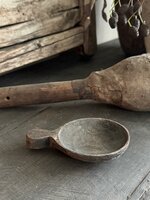 Houten schaaltje met greep| houten waxinehouder