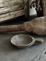 Houten schaaltje met greep| houten waxinehouder