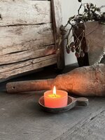 Houten schaaltje met greep| houten waxinehouder