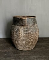 Authentieke Chinese mand met houten rand L1