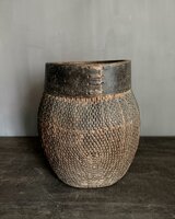 Authentieke Chinese mand met houten rand L1