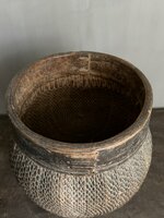 Authentieke Chinese mand met houten rand L1