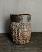 Authentieke Chinese mand met houten rand L1