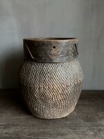 Authentieke Chinese mand met houten rand L2