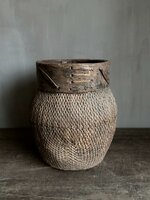 Authentieke Chinese mand met houten rand L2