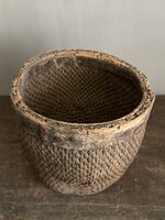 Authentieke Chinese mand met houten rand C