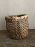 Authentieke Chinese mand met houten rand C