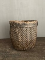 Authentieke Chinese mand met houten rand C