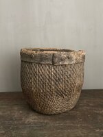 Authentieke Chinese mand met houten rand C